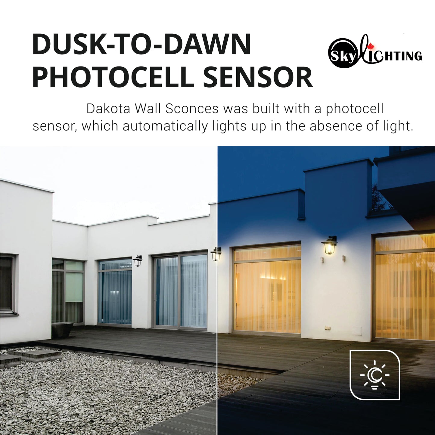 Outdoor Wall Sconce-Dusk-To-Dawn Photocell Sensor